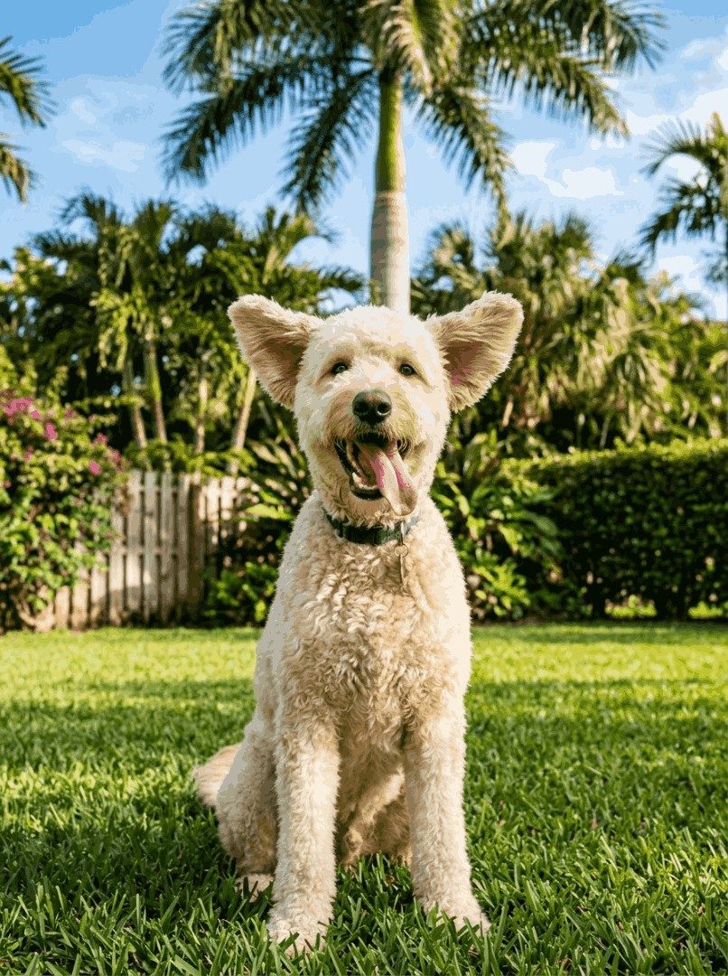 The same dog at pickup