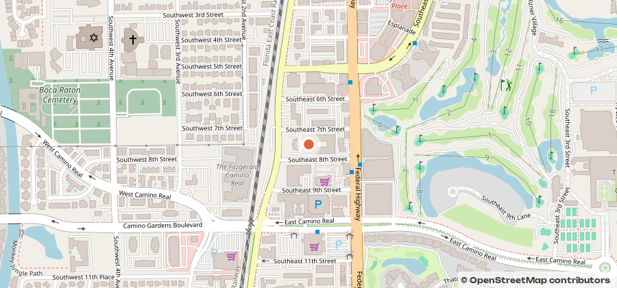 Map showing 33 SE 8th Street, Boca Raton, FL 33432