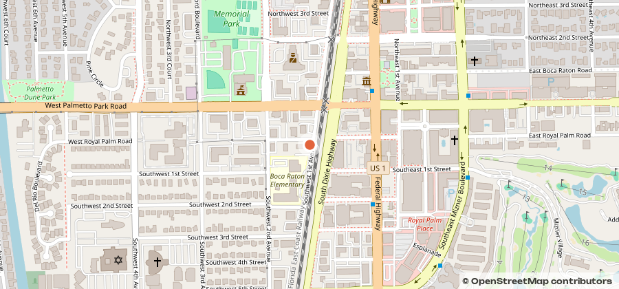 Map showing 100 W Royal Palm Rd, Boca Raton, FL 33432