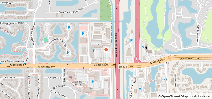 Map showing 8095 Glades Rd, Boca Raton, FL 33434