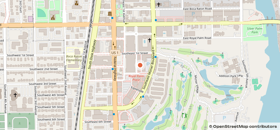 Map showing 100 Plaza Real S, Suite H, Boca Raton, FL 33432
