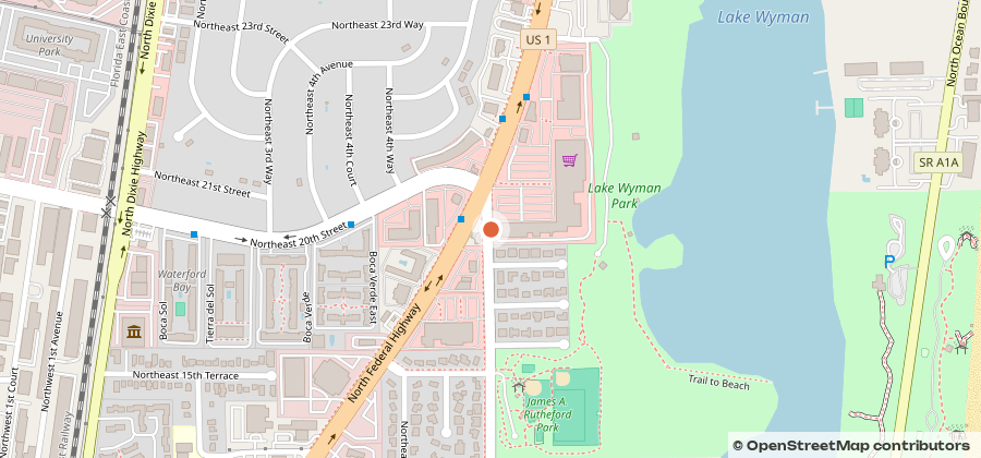 Map showing 1936 NE 5th Ave, Boca Raton, FL 33431