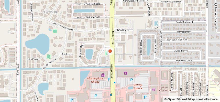 Map showing 14420 S Military Trl, Delray Beach, FL 33484