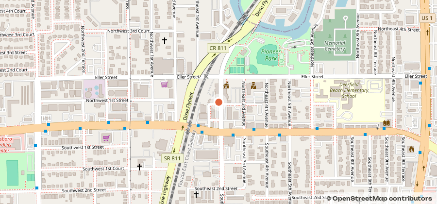 Map showing 101 NE 2nd Ave, Deerfield Beach, FL 33441