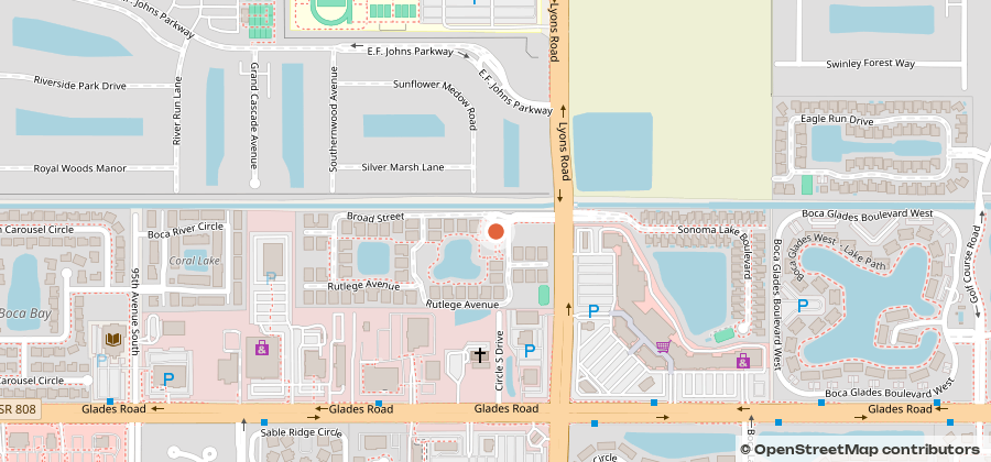 Map showing 20525 S Charleston St, Boca Raton, FL 33434