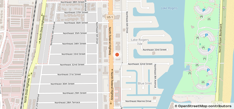 Map showing 3200 N Federal Highway, Suite 105, Boca Raton, FL 33431