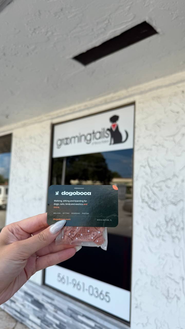 A dogoboca card photographed at Groomingtails of Boca Raton