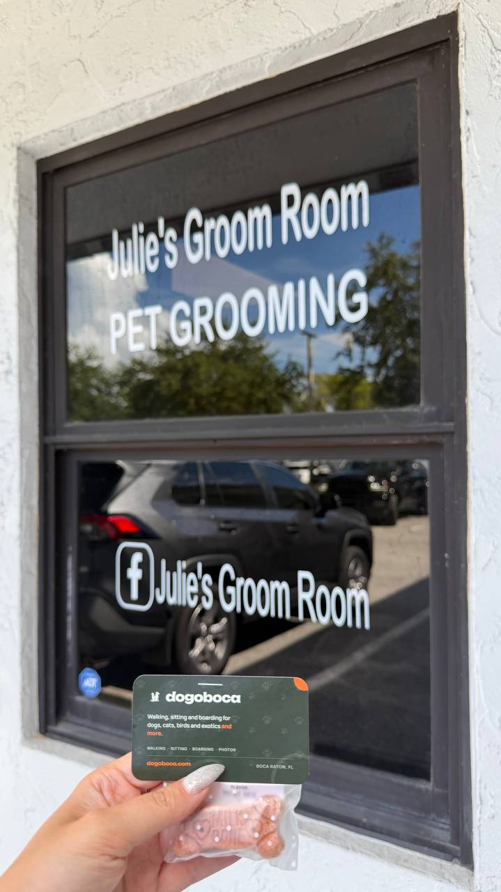 A dogoboca card photographed at Julie's Groom Room