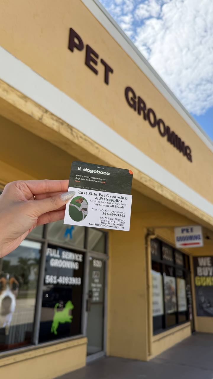 A dogoboca card photographed at East Side Pet Grooming